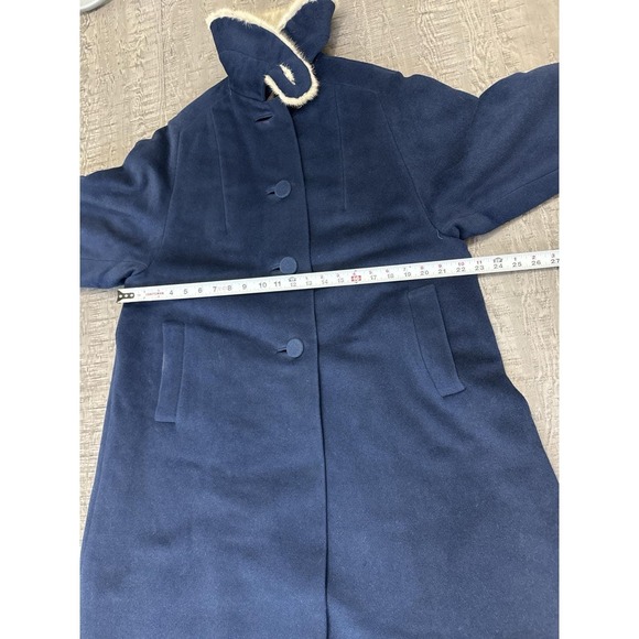 VTG 1950s 1960s Dan Berné Wool Swing Coat Faux Mink Fur Collar Blue Union USA - Picture 9 of 11